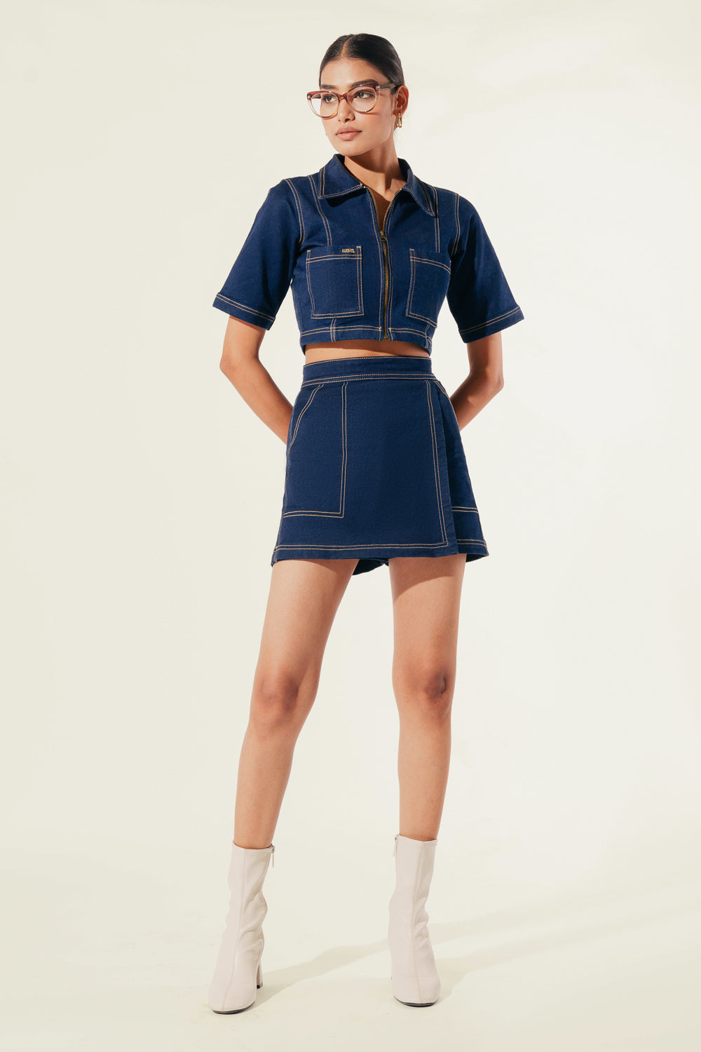 Raw Washed Denim Skort