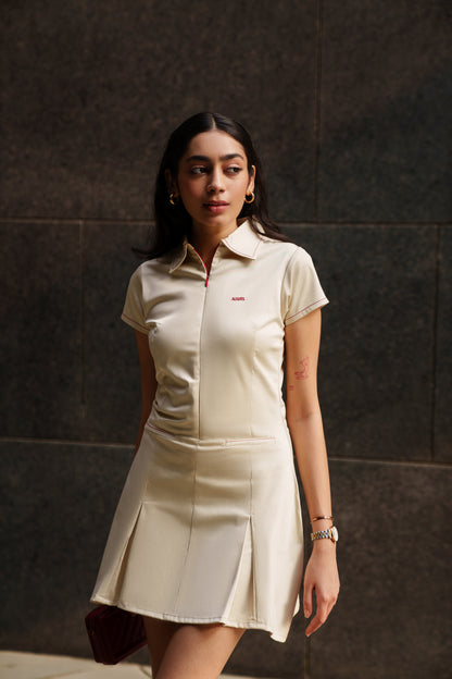 Creamy Threaded Shirt Dress